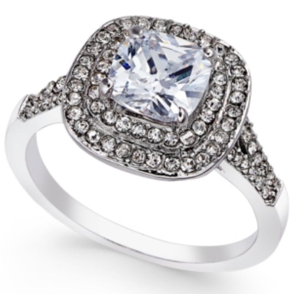 Charter Club Double Halo Crystal Center Ring size 9